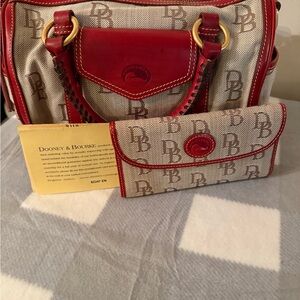 Vintage Dooney & Bourke Red and Tan Women's Bag Set